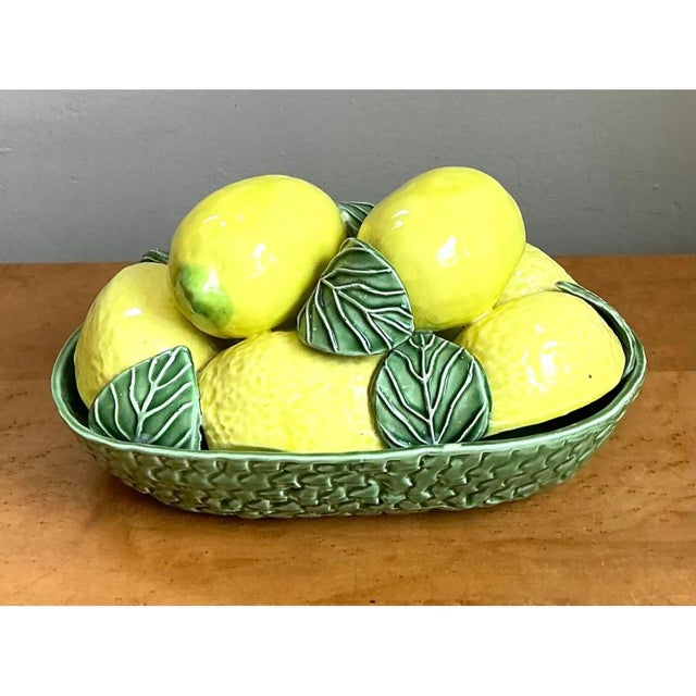 Late 20th Century Vintage Italian Yellow Lemon Ceramic Centerpiece For Sale - Image 5 of 12