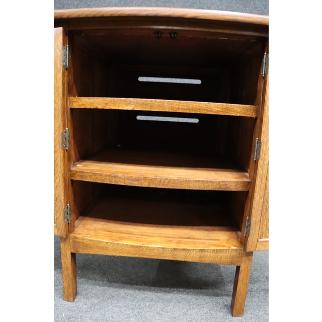 Mission Arts & Crafts Style Quarter-Sawn Oak Media Cabinet With Emile Gallé Inspired Marquetry Inlay For Sale - Image 15 of 15