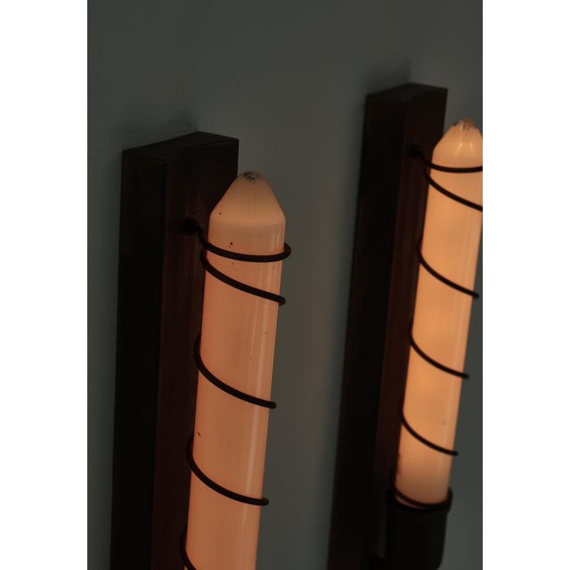 Art Deco Wall Lamps in Brass & Opaline Glass, Denmark, 1940s, Set of 2 For Sale - Image 9 of 17