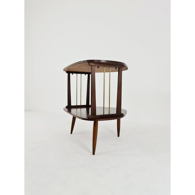 Mid-Century German Walnut and Brass Side Table, 1950s For Sale - Image 10 of 11