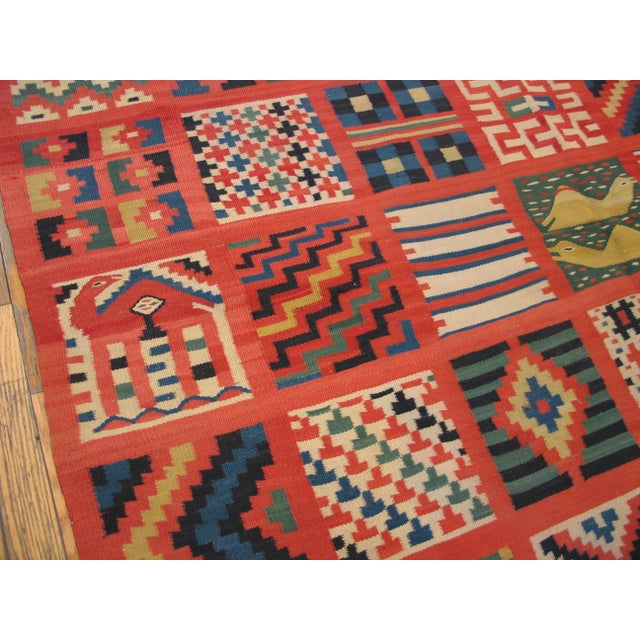 Textile Extraordinary Red-Raspeberyy Background Color With Phenomenal Geometric Design Antique Tunisian Gafsa Rug For Sale - Image 7 of 12