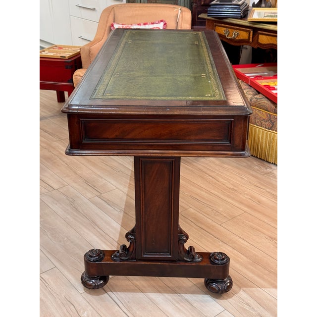 William IV Mahogany Library Table/Desk With Green Leather Inset Writing Surface For Sale - Image 9 of 12