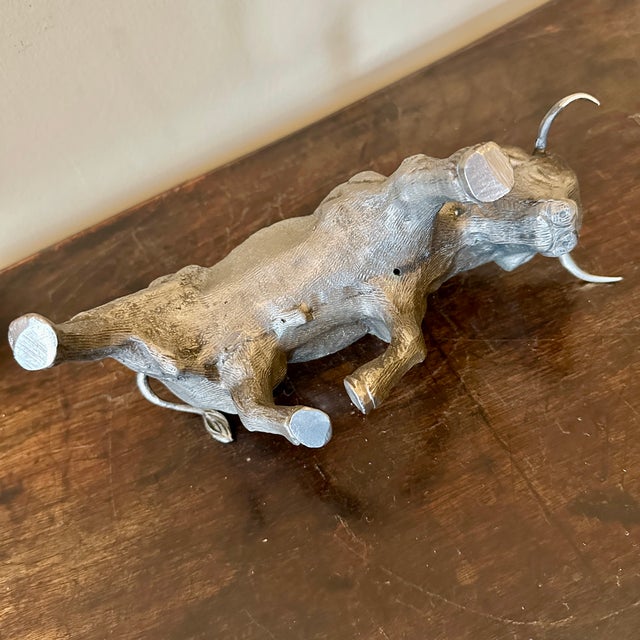 Mid 20th Century Vintage Italian Silver Plate Bull Figure For Sale - Image 5 of 6