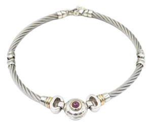 Late 20th Century Italian Yurman Style Sterling Silver Cable Collar Necklace