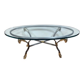 Vintage Italian 20th C Mid-Century Modern Steel & Brass Ram Head Coffee Table For Sale