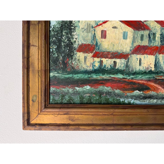 1970s 70's Vintage Mediterranean - Village Impressionist Oil Painting, Framed For Sale - Image 5 of 11