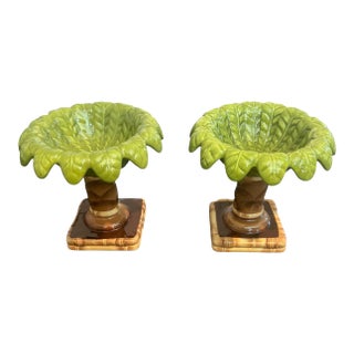 Palm Tree Compotes Las Palmas Palm Beach Style - A Pair For Sale