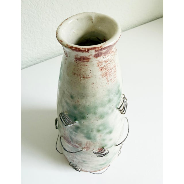Folk Art Wire & Ceramic Vase, Signed For Sale In Sacramento - Image 6 of 10