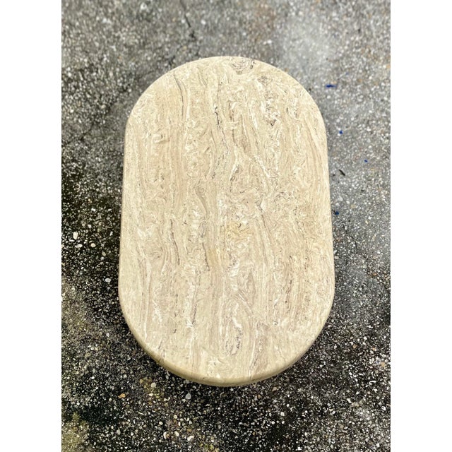 Vintage Modern Stone Coffee Table With Ripple Pedestal Base | Italian Style For Sale In Tampa - Image 6 of 13