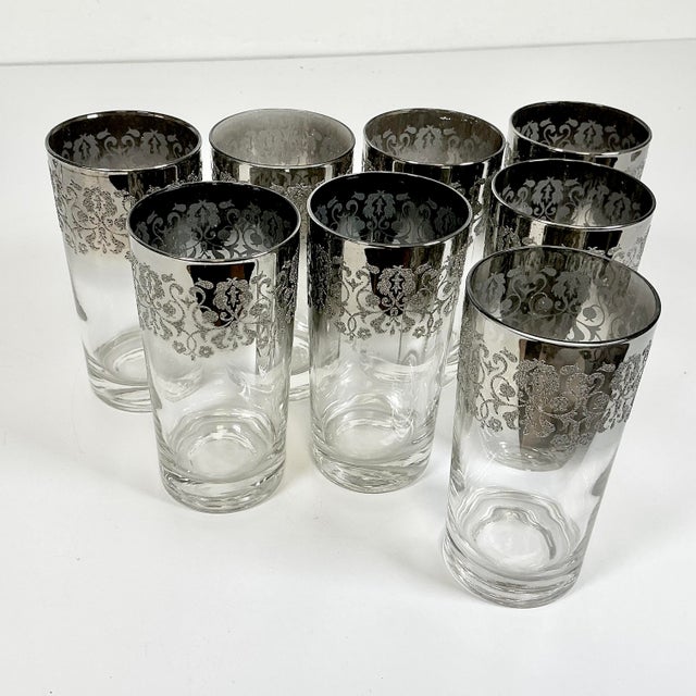 1970s Vintage Hollywood Regency Dorothy Thorpe Style Ombré Embossed Glassware Set - 10 Pieces For Sale - Image 11 of 15