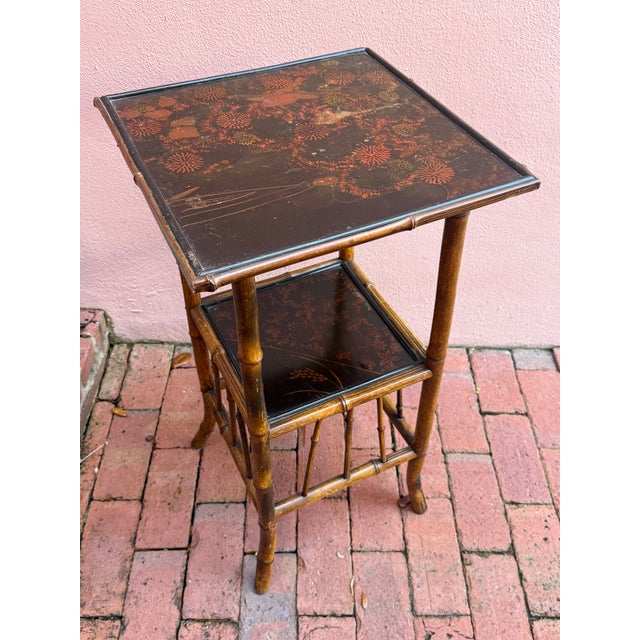 Antique Bamboo and Japanese Laquered Table For Sale - Image 10 of 10