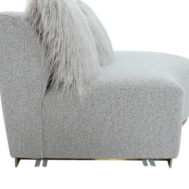 2020s Pasargad Home Simona Textured Fabric Curved Sofa With 3 Pillows For Sale - Image 5 of 12