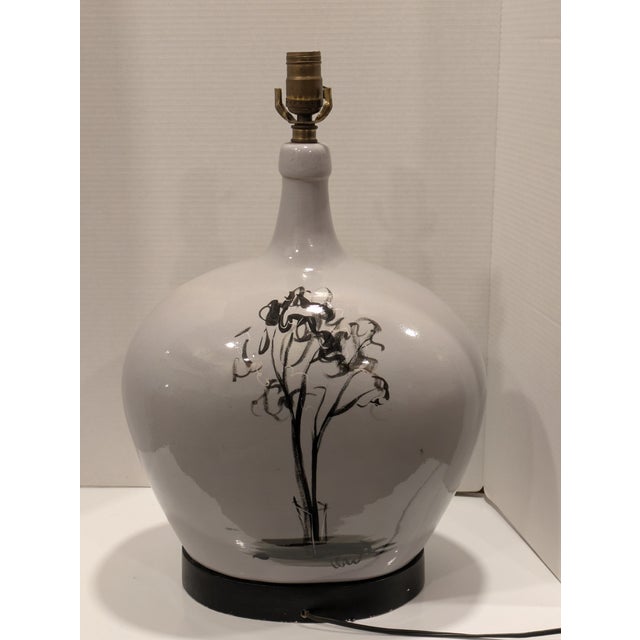 Mid-Century Modern 1950s Pottery Lamp Glazed With a Paris Cafe Theme in the Style of Guido Gambone, Forensetti or Jacques Blin Blin For Sale - Image 3 of 11