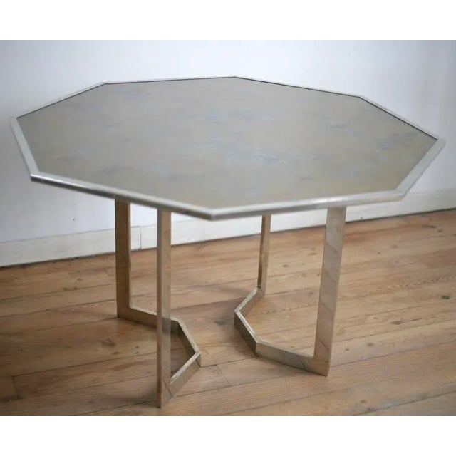 French Chrome Steel and Glass Dining Table, 1970s For Sale - Image 18 of 18