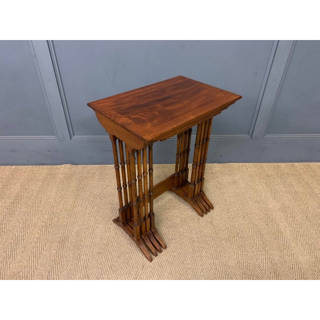 Circa 1900 English Edwardian Period Set of 4 Nesting Tables For Sale In Raleigh - Image 6 of 12