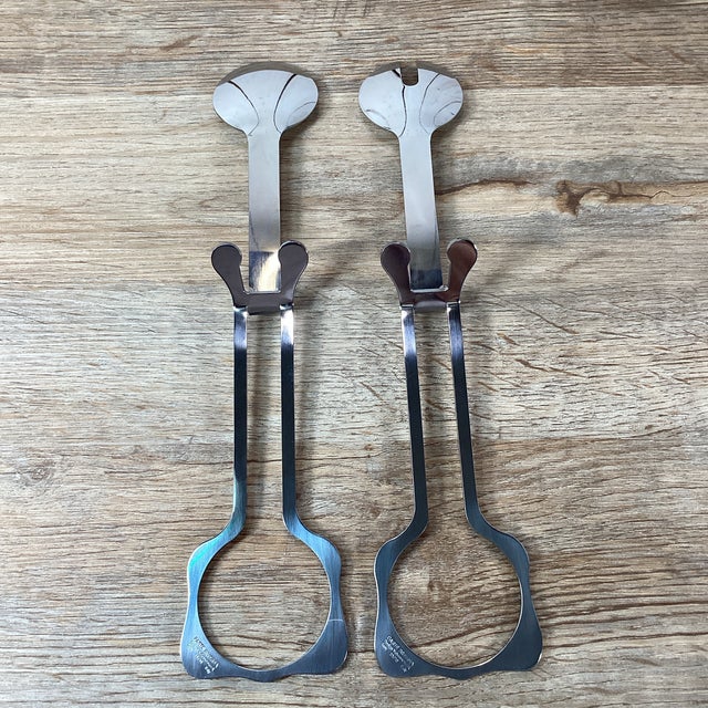 Art Deco 1990s Parte Inversa Stainless 18/10 by Ameico 2 Piece Salad Serving Set For Sale - Image 3 of 12