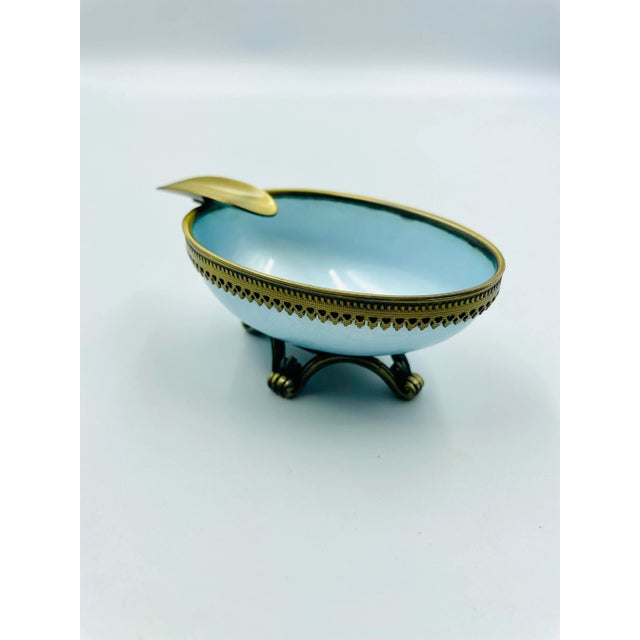 1950’s Evans Guilloche Enamel & Brass Egg-Shaped Ashtray For Sale - Image 10 of 10