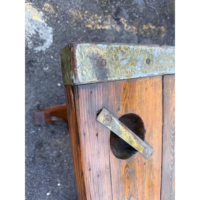 Vintage Farmhouse Rustic Style Liberty Ship Hatch Cover Trestle Base Dining Table For Sale - Image 9 of 17