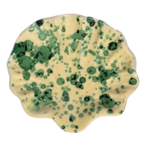 Sharland England Splatter Coquillage Shell Dish, Yellow & Verde For Sale