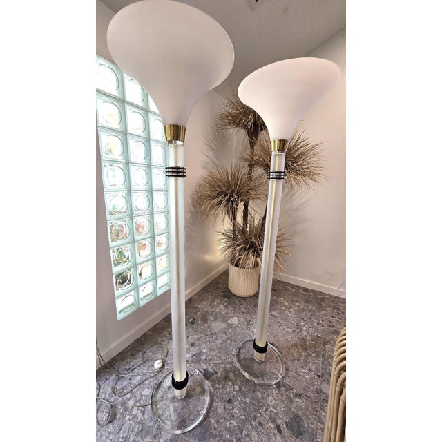 Mid Century Lucite Bauer Torchiere Floor Lamp For Sale In Dallas - Image 6 of 12