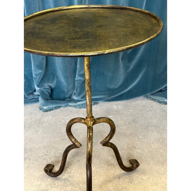 Spanish Gilt Iron Side Table on an Elevated Tripod Base For Sale - Image 4 of 12