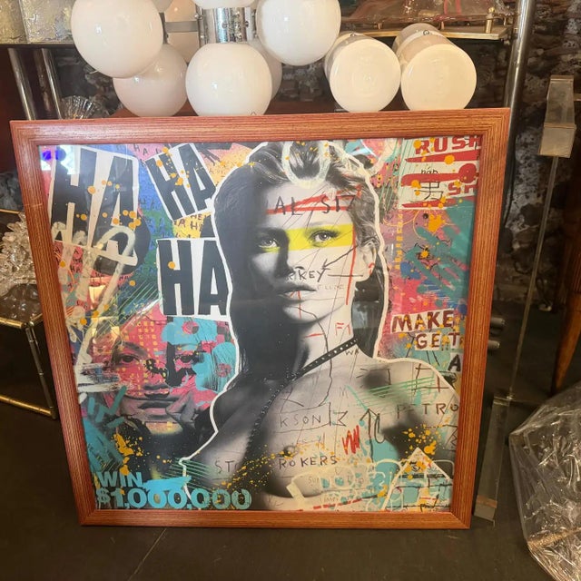 Andy Warhol Kate Moss, a Street Art Mixed Media on Paper, Embellished by Hand by Airoh For Sale - Image 4 of 11