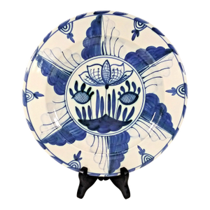 1985 Blue & White Hand Painted Delft-Style Plate by Deborah Sears of Isis Ceramics