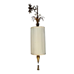 Italian Hollywood Regency Gold Floral Wall Hanging Swag Light