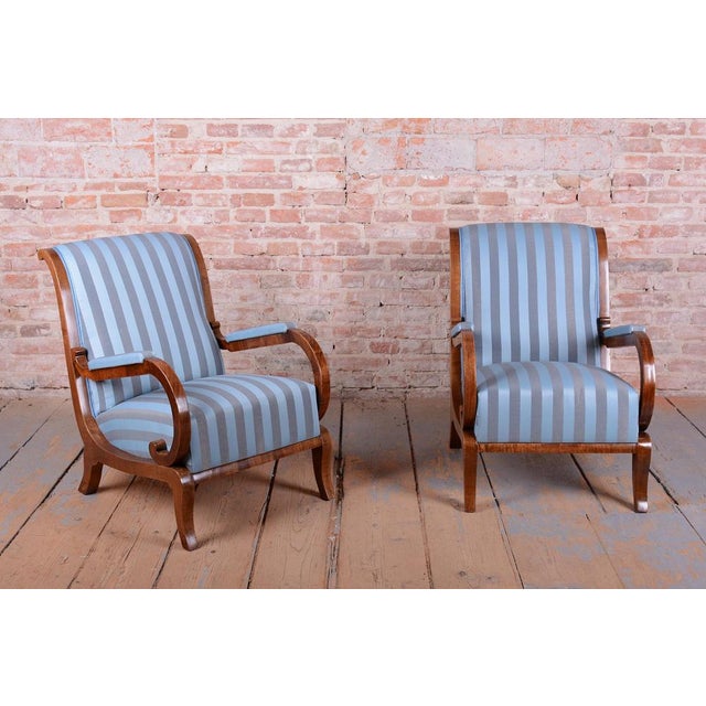 Biedermeier Lounge Chairs in Oak, Spruce and Walnut, Austria, 1830s, Set of 2 For Sale - Image 3 of 16