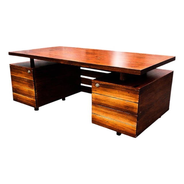 Mid Century Modern Desk With Eight Drawers in Rosewood, Ava, 1960s For Sale