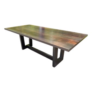 Altura Furniture Architectural Modern Espresso Wood Dining Table With Metal Inlay For Sale