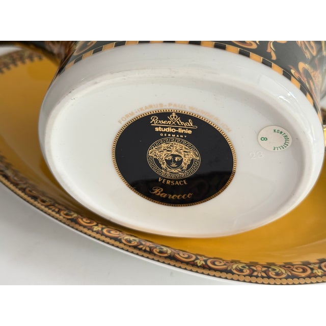 Postmodern Barocco Sauce Boat with Plate by Versace for Rosenthal, 1990s For Sale - Image 3 of 6