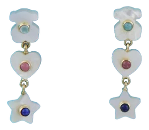 Tous Mother of Pearl Lapis Rhodonite 18k Yellow Gold Dangle Earrings