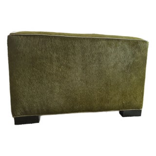 1990s Crate & Barrel Evergreen Hide Ottoman For Sale
