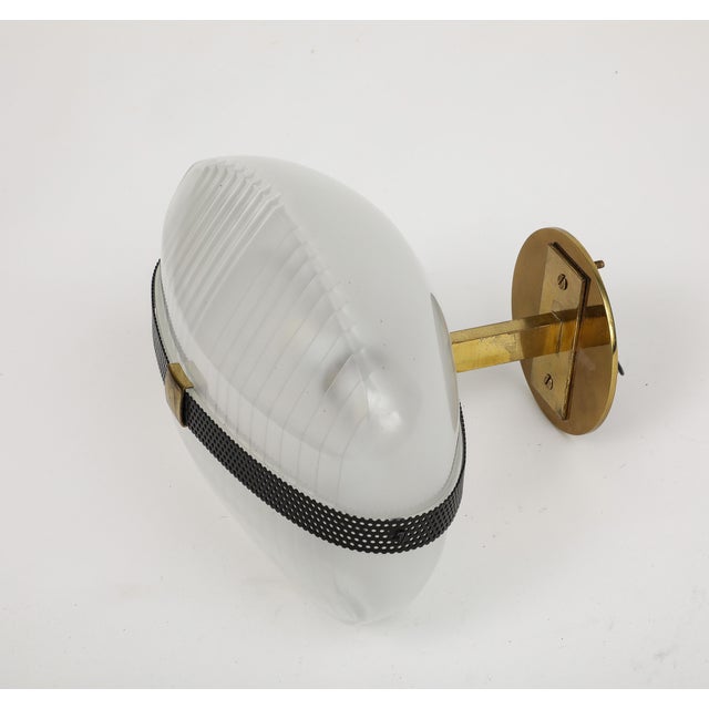 Vico Magistretti Midcentury Italian Brass and Glass Sconce by Vico Magistretti For Sale - Image 4 of 10