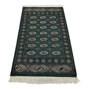 Bokhara Rug 3’7” X 5’9” Green Wool Tribal Hand-Knotted Oriental Carpet