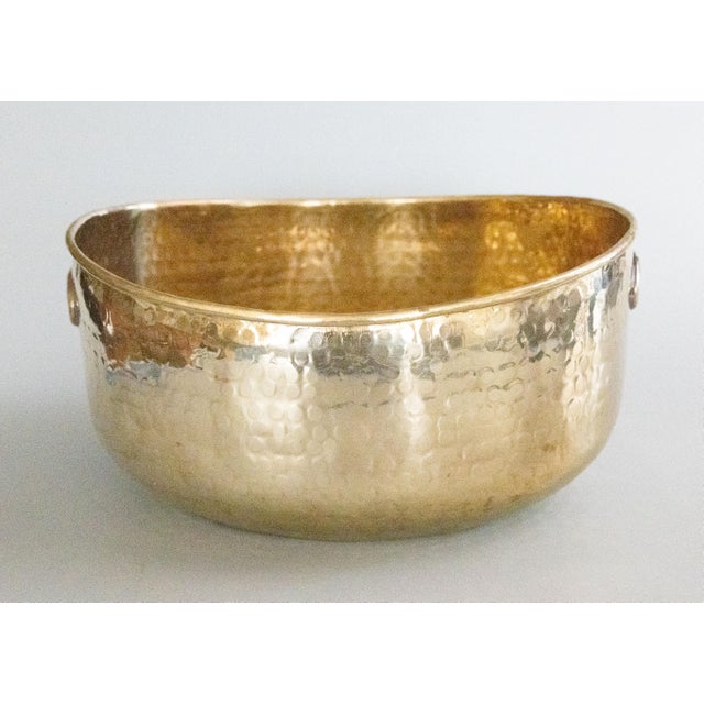 English Vintage English Brass Hammered Planter Bowl Centerpiece For Sale - Image 3 of 8