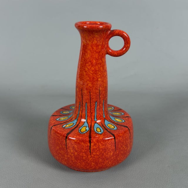 Modern Modernist Majolica Jug Vase by Roberto Rigon for Bertoncello, 1970s For Sale - Image 3 of 13