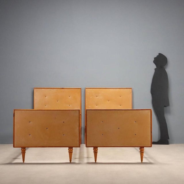 Vintage Beds in Wood and Skai, 1960s, Set of 2 For Sale - Image 3 of 11