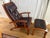 Wood Thomas Moser Cherry Wood & Leather Lounge Chair With Ottoman For Sale - Image 7 of 12