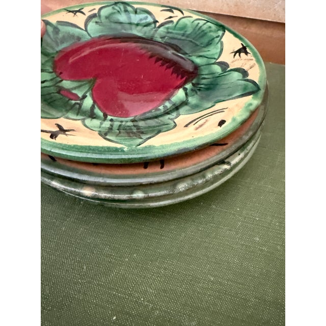 Vintage Mexican Hand Painted Fruit Plates Set of 4 – Signed S. Venegas For Sale In Chicago - Image 6 of 11