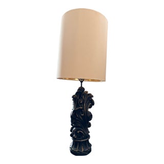 Large 33.5" 1950s Signed Earle Chapman Substantial Cast Plaster Lamp W/ Tanner Kenzie Shade For Sale