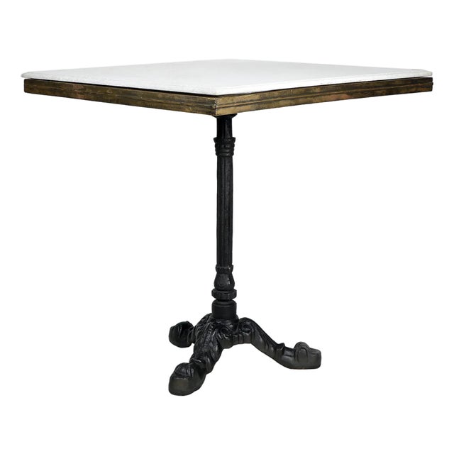 Matthew Izzo Home Avignon Square Marble Bistro Table on Cast Iron Base For Sale