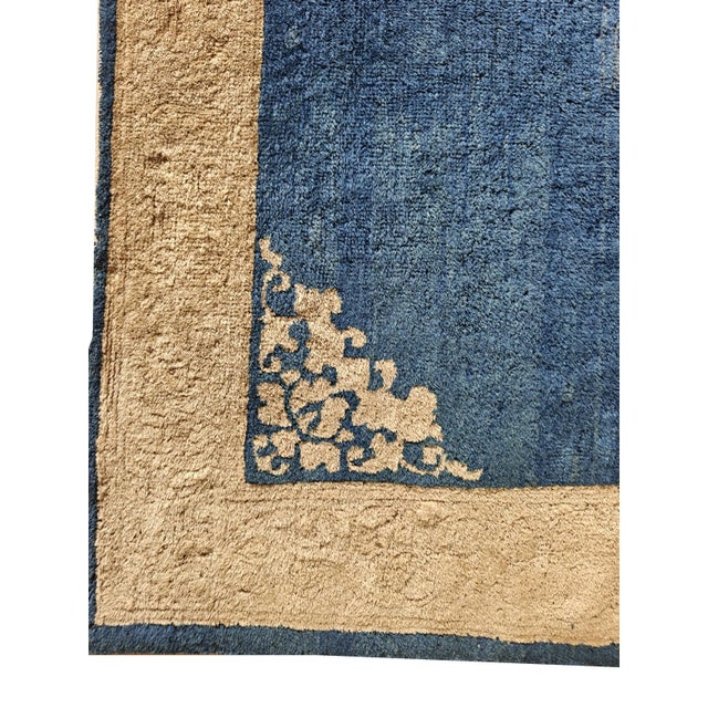 Textile 1890s Classic Blue Ground Medallion Traditional Antique Chinese Peking Rug For Sale - Image 7 of 7