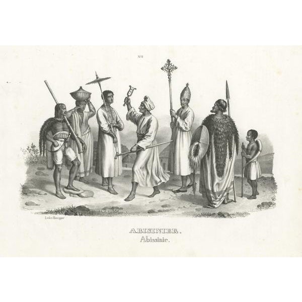 Honegger, Natives of Abyssinia, Ethiopia, Steel Engraved Print For Sale - Image 3 of 6