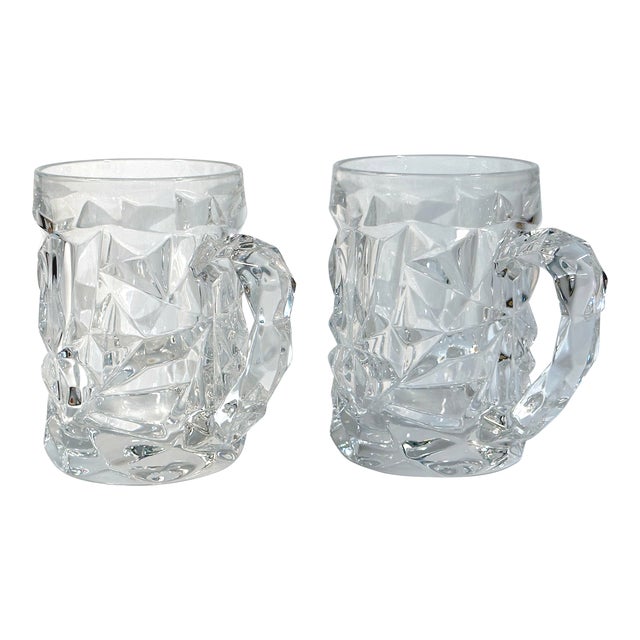 Pair Tiffany Ice Rock Cut Crystal Glass Beer Mugs Chairish