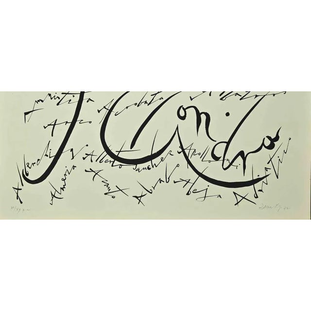 Letter Afrom the Alphabet series is a lithograph, realized by Rafael Alberti in 1972. Hand-signed and dated on the lower...