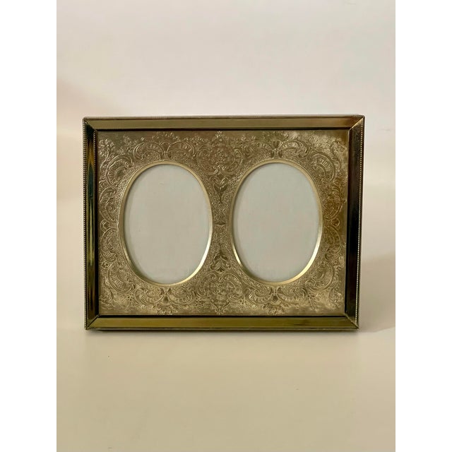 Gold 1940’s Filigree Gold Tone Double Photo Frame For Sale - Image 8 of 8