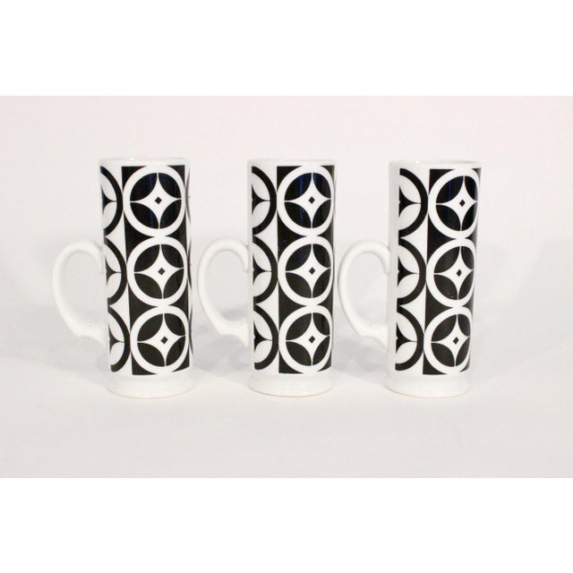 1960's Mod Black and White Cappuccino Mugs For Sale - Image 12 of 13