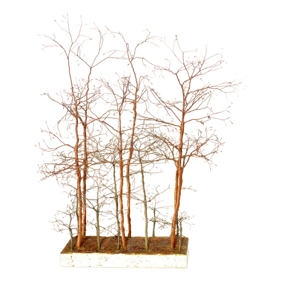 Italian Birch & Copper Trees Sculpture, 1970 | Chairish